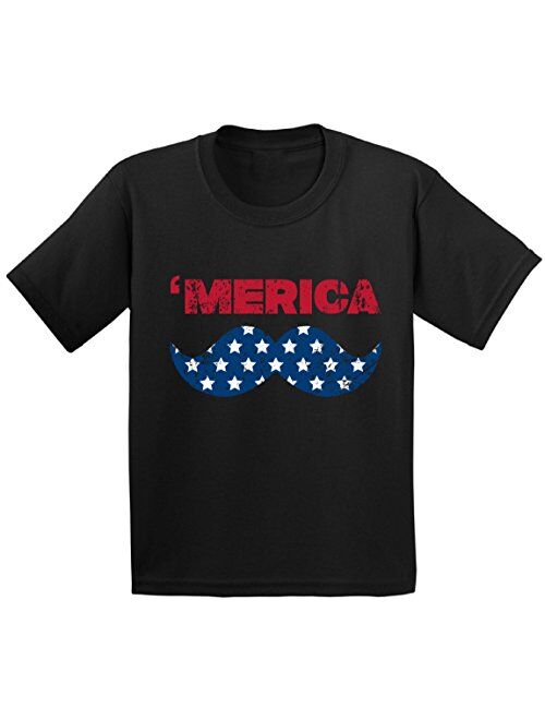 Awkward Styles Youth Merica Youth Kids T Shirt Tops USA Flag Mustache America Patriotic 4th of July