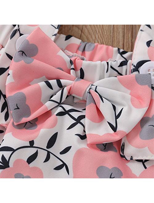 ZOELNIC Baby Toddler Girl Sister Matching Outfits Ruffle Romper Shirt+Floral Suspender Dress Pants+Headband 3Pcs Fall Winter Clothes