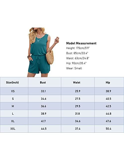 DouBCQ Womens Summer Romper Casual Short Jumpsuits with Pockets