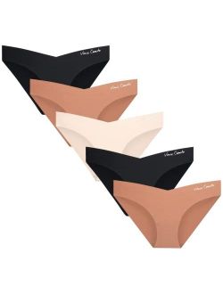 Womens Underwear 5 Pack Seamless Microfiber Bikini Briefs (S-XL)
