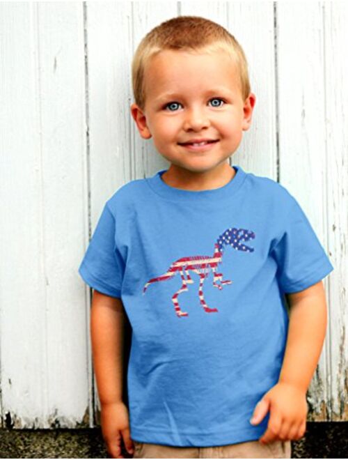 Tstars USA T-Rex Dinosaur American Flag 4th of July Gift Toddler Kids T-Shirt