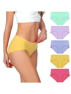 XINBANG Underwear Women Cotton Mid Waisted Women Underwear Ladies Panties For Women 5-Pack