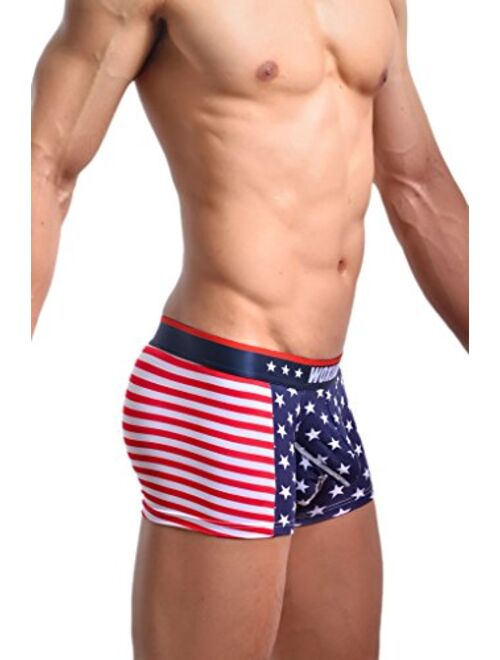 Evankin Men's Sexy American Flag Print Cotton Boxer Briefs Underwear Shorts