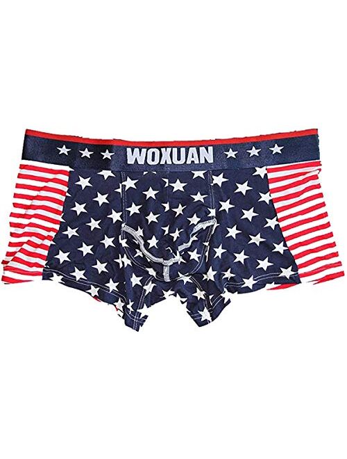 Evankin Men's Sexy American Flag Print Cotton Boxer Briefs Underwear Shorts