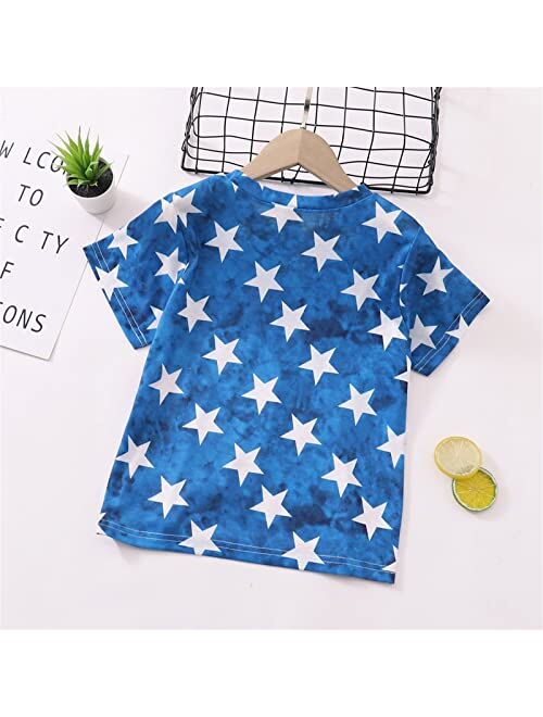 Wenjia Toddler Kids Boys Girls Top Independence Day Prints Patriotic T Shirt Cotton Short Sleeve Clothes Kids