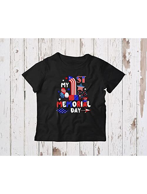 Generic My 1st Memorial Day Funny Cool 4th of July Birthday Kids American Flag Firework Patriotic Lover Youth T-Shirt
