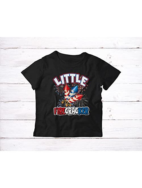 Generic Little Firecracker Cool Cute 4th of July Kids Independence Day Fireworks Patriotic Lover Unisex T-Shirt