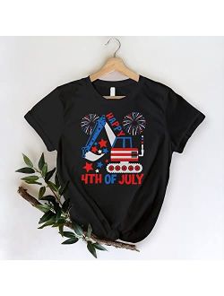 Generic Happy 4th Of July Shirt, Excavator Shirt, Patriotic Shirt For Kids