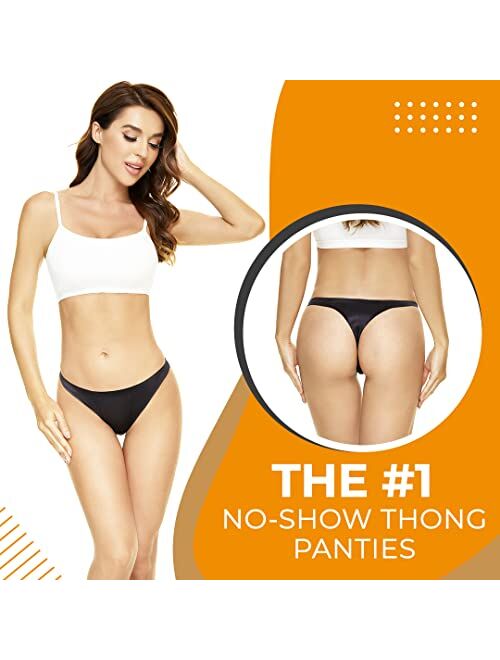 Thonviilane Seamless Thongs For Women Pack Of 6 Sexy Underwear Breathable Sparkled Ice Silk Fabric No Show panties