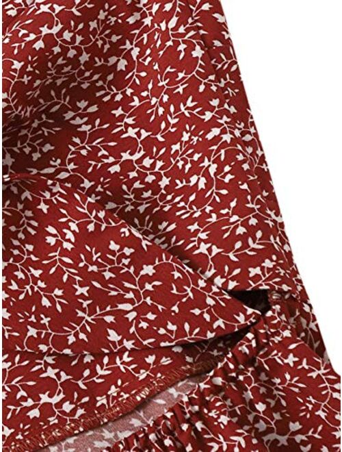 SheIn Women's Floral Print V Neck Cut Out Spaghetti Straps Sleeveless Mini Dress