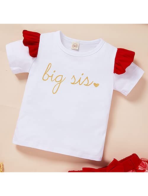 GRNSHTS Baby Girl Sister Matching Outfits Little Big Sister Romper Tops + Tulle Sunflower Diaper Shorts Skirts 3Pcs Clothes Set