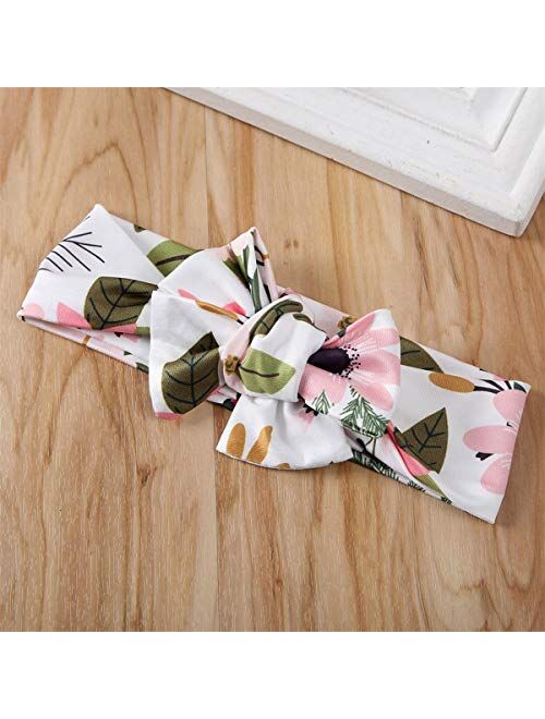 Camidy Little Big Sister Matching Romper T-Shirt Polka Dot Skirt Headband Outfits Set