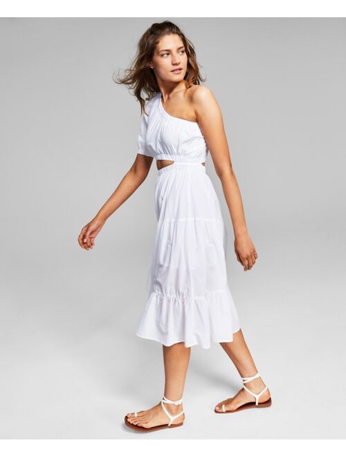 And Now This Women's Cotton Cutout One-Shoulder Dress