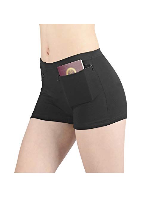 H&R Women's Underwear with Secret Pocket Panties, 2 Packs (Black)