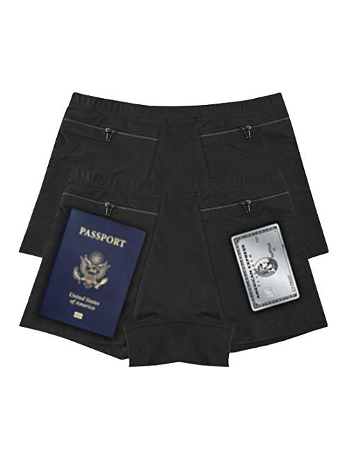 H&R Women's Underwear with Secret Pocket Panties, 2 Packs (Black)