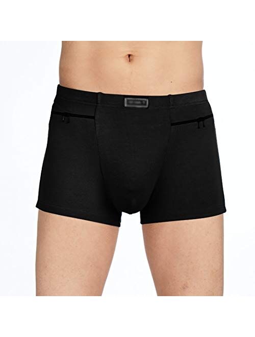 H&R Men's Pocket Underwear with 2 Secret Pocket, 2 Packs(Black)
