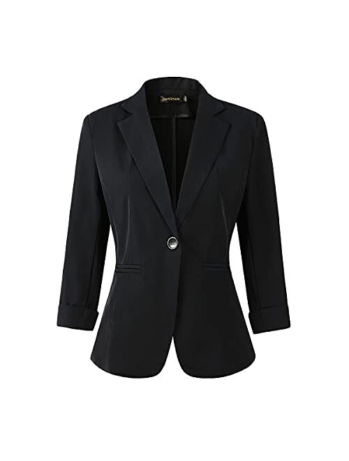 Beninos Womens 3/4 Sleeve Lightweight Office Work Suit Jacket Boyfriend Blazer