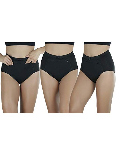 ToBeInStyle Women's High Waisted Zippered Front Pocket Basic Girdle Panties Briefs