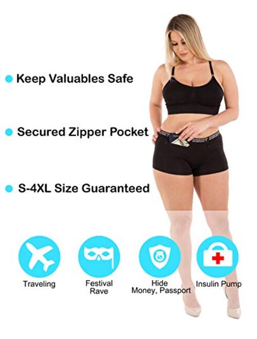 Barbra Lingerie Pocket Stash Cotton Boyshorts Underwear Women 2 Pack Panties S-4XL Plus Size