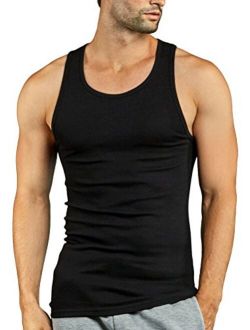 ToBeInStyle Men's Slim Fit Shallow Scoop Neck Sleeveless A-Shirts