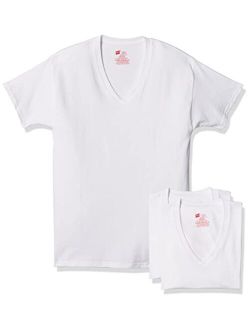 Men's Tagless Stretch White V-Neck Undershirts, 3 Pack