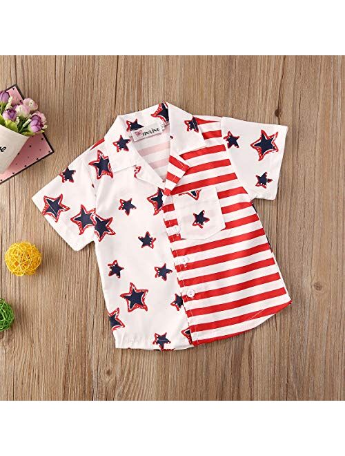 Merqwadd 4th of July Shirt and Romper Matching Outfit for Toddler Baby Boys Girls