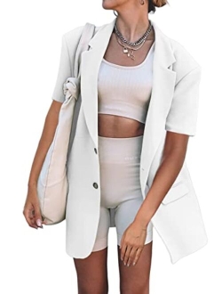Grlasen Women Casual Elegant Long Sleeve Oversized Lapel Blazers Open Front Solid Work Office Jacket Blazer