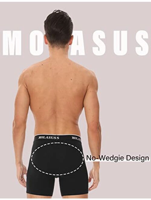 Molasus Mens Boxer Briefs Soft Cotton Open Fly Tagless Underwear Pack of 5