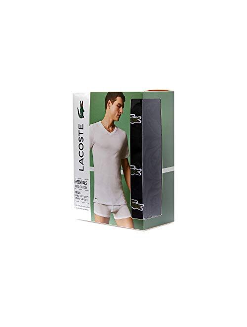 Lacoste Men's Essentials 3 Pack 100% Cotton Slim Fit V-Neck T-Shirts