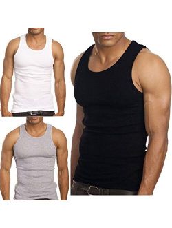 Falari 3 Pack Men's A-Shirt Tank Top Gym Workout Undershirt (Slim & Muscle Fit ONLY)