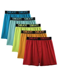 5Mayi Mens Underwear Boxer Soft Cotton Knit Mens Boxer Shorts Underwear Men Pack of 5