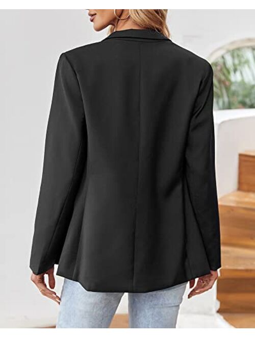LPCBDEE 2022 Professional Womens Casual Blazers Long Sleeve Standing Collar Open Front Work Office Jacket