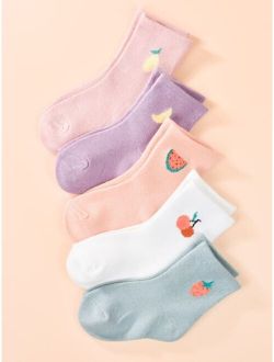 5pairs Toddler Kids Fruit Pattern Socks