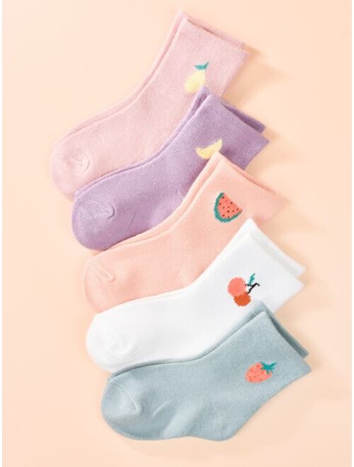 Shein 5pairs Toddler Kids Fruit Pattern Socks