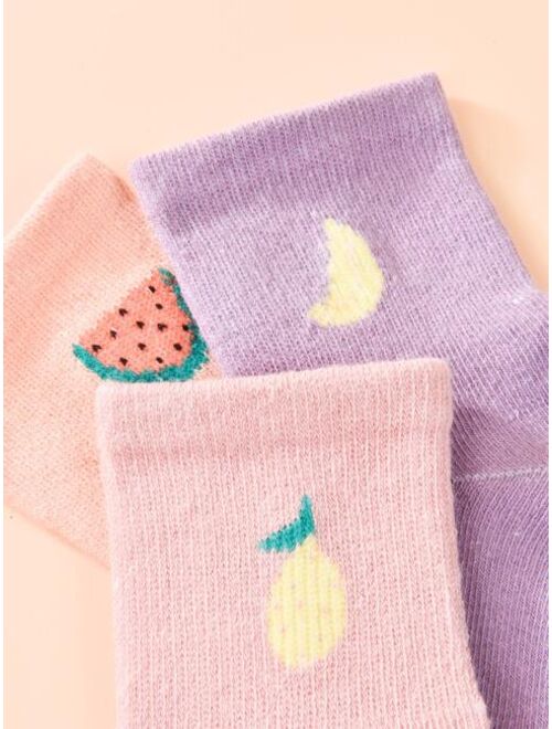 Shein 5pairs Toddler Kids Fruit Pattern Socks