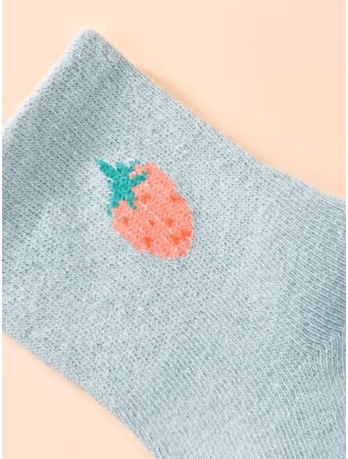 Shein 5pairs Toddler Kids Fruit Pattern Socks