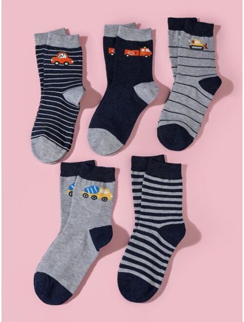 Shein 5pairs Boys Striped Print Socks
