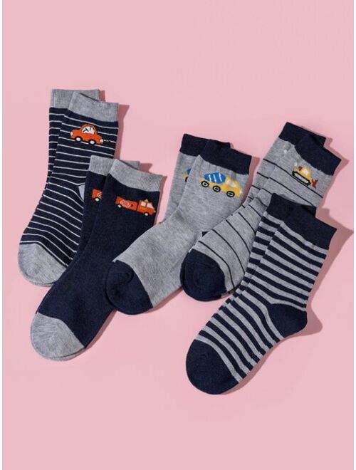 Shein 5pairs Boys Striped Print Socks