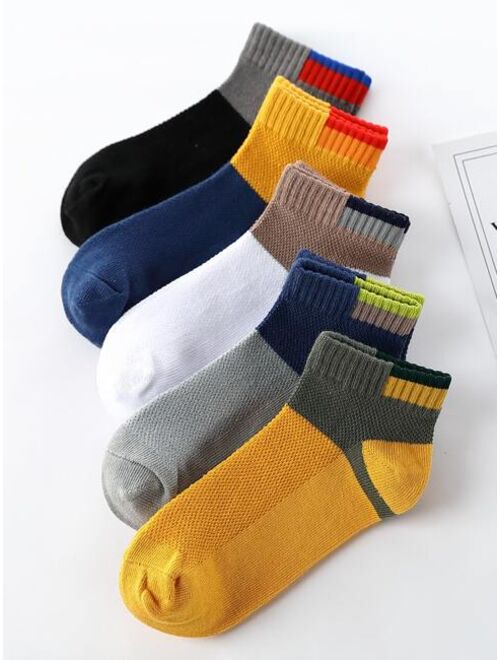 Shein 5pairs Toddler Boys Color Block Socks