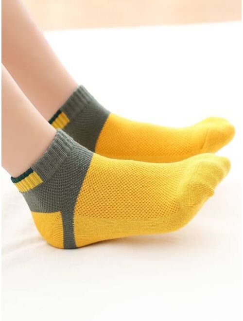 Shein 5pairs Toddler Boys Color Block Socks