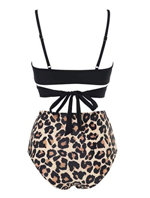 SUUKSESS Women Wrap Bikini Set Push Up High Waisted 2 Piece Swimsuits