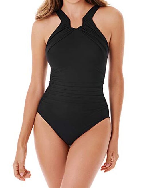 Miraclesuit Women's Swimwear Rock Solid Aphrodite Tummy Control Halter Top One Piece Swimsuit