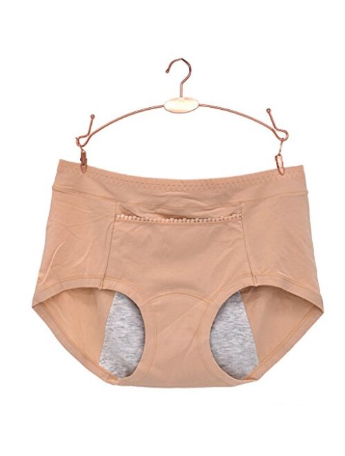 CeeDeek Pocket Panties for Women 5 Pack Cotton Briefs Khaki Black Underpants