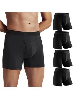 SIORO Men's 4 Pack Micro Modal Trunks with Ball Pouch, Ultra Soft Everyday Boxer Briefs,S-XL