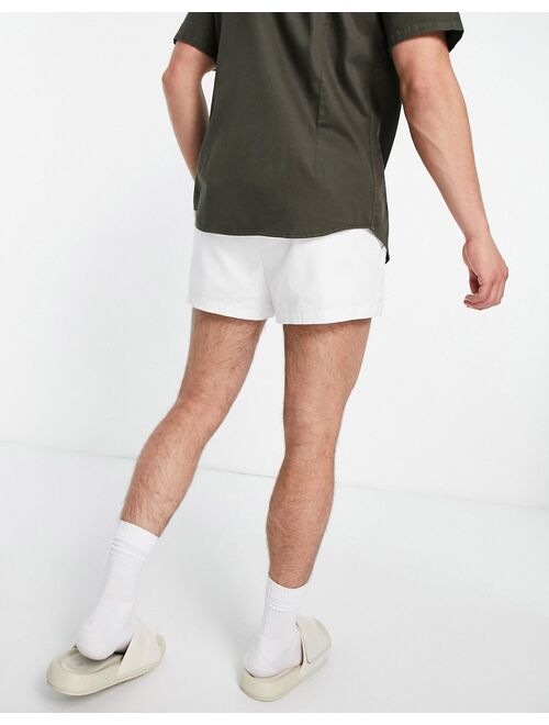 ASOS DESIGN slim chino shorter shorts with elastic waist in white