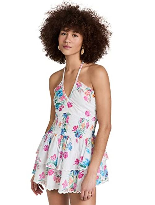 LOVESHACKFANCY Women's Aqua Halter Dress