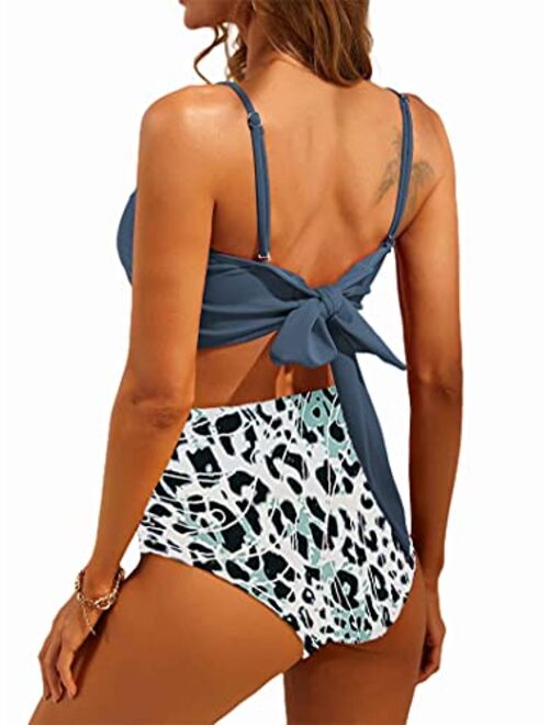 Avanova Women's Halter Ruffle High Waisted Bikini Two Piece Swimsuits Bathing Suits