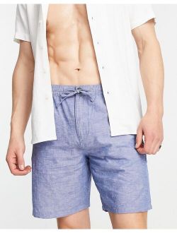 Selected Homme linen mix shorts in blue