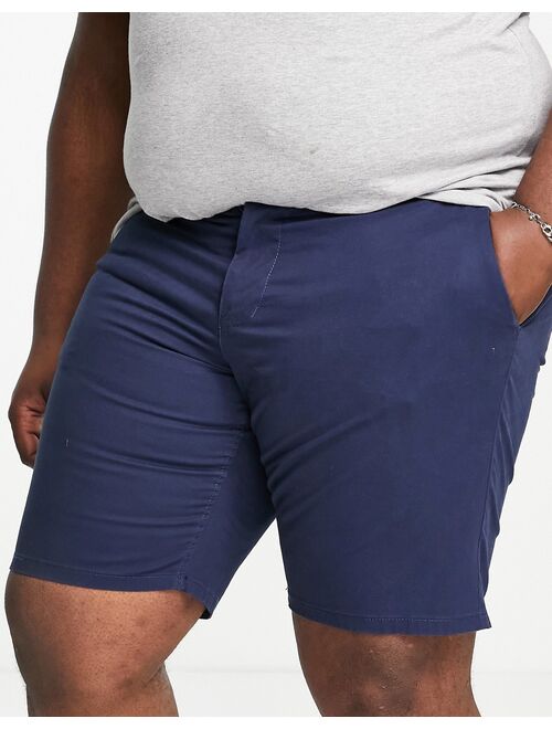 Only & Sons Plus slim fit chino shorts in navy