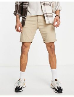 Intelligence slim fit 5-pocket shorts in beige